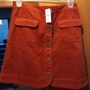 Orange Corduroy Skirt